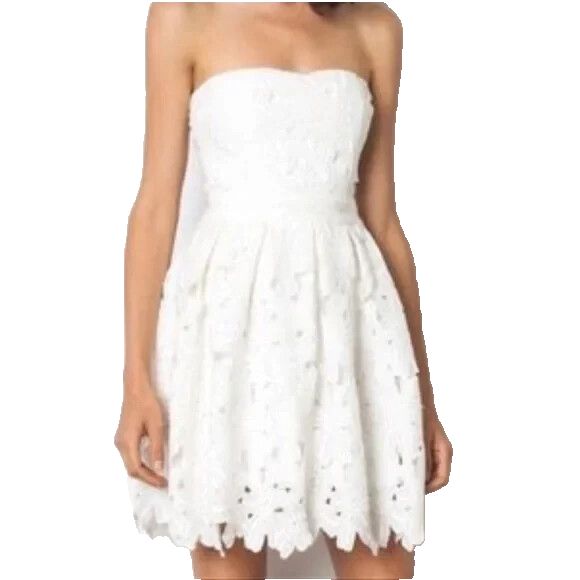 Sans Souci Strapless Floral Mini Sundress Dress Size S Little White Dress